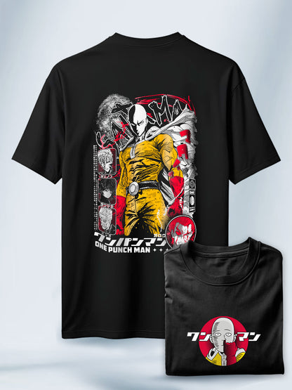 Camisa Negra Unisex Un golpe Saitama One Punch Man