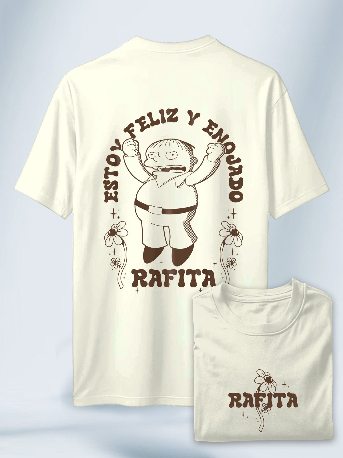 Camiseta Blanca Unisex Ralph soy Feliz y Enojado Los Simpson