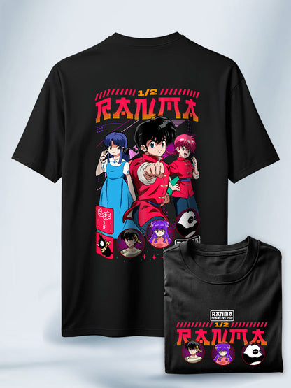 Camiseta Negra Unisex Ranma Transformación Mágica Ranma 1/2
