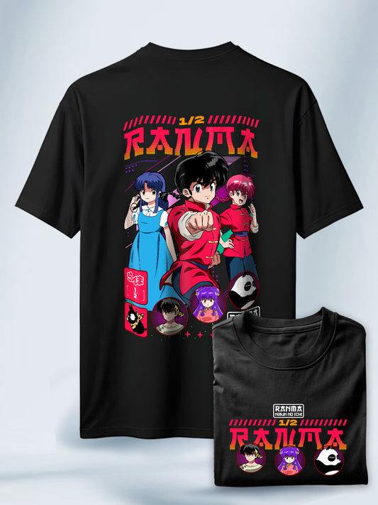 Camiseta Negra Unisex Ranma Transformación Mágica Ranma 1/2