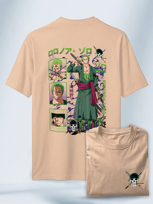 Camiseta Beige Unisex Zoro Espíritu Samurai One Piece