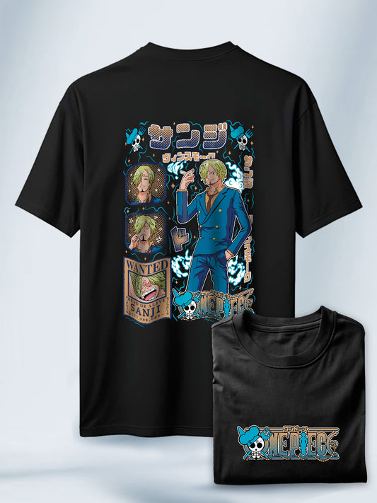Camisa Negra Unisex Sanji Pierna Negra One Piece
