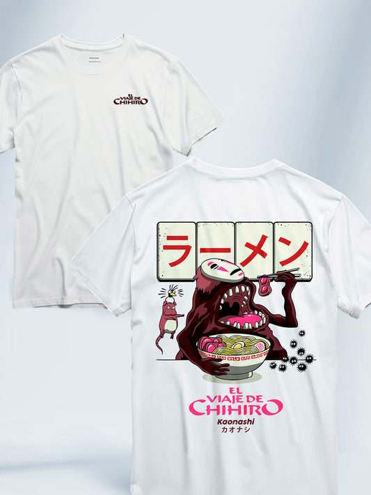 Camiseta Blanca Unisex Sin Cara Gloton El Viaje de Chihiro