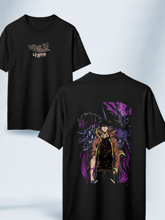 Camiseta Negra Unisex Sung y Baran Solo Leveling