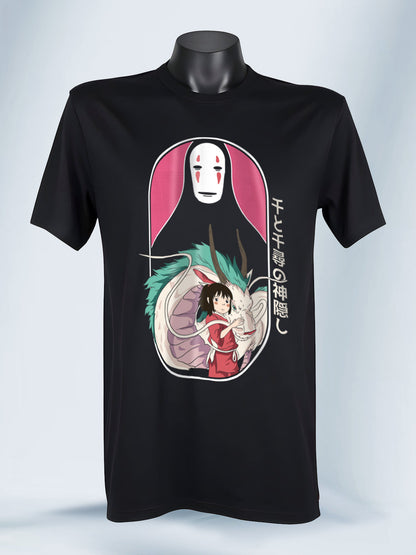 Camisa Negra Unisex Chihiro y Sin Cara El Viaje de Chihiro