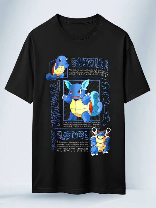 Camisa Negra Unisex Squirtle Evolutions Pokemon
