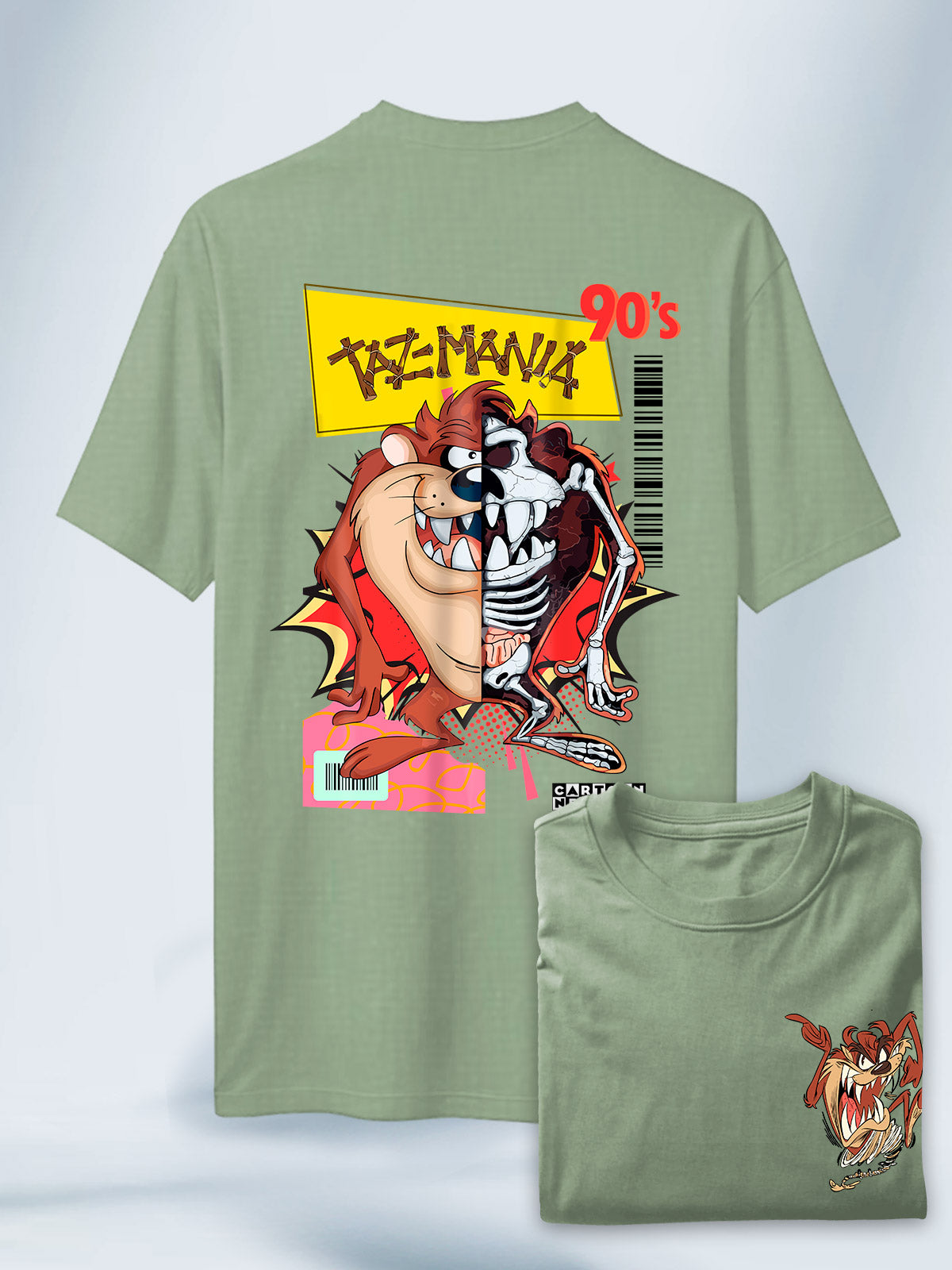 Camiseta Verde Unisex Taz Torbellino Destructor Retro 90s Looney Tunes