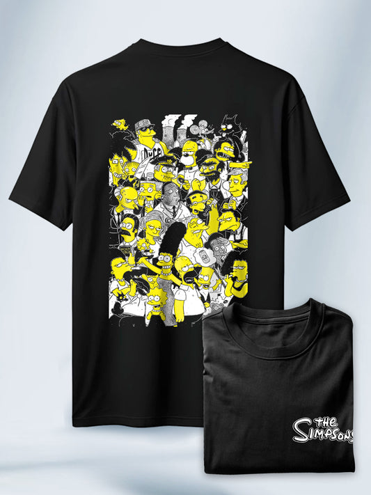 Camiseta Negra Unisex Springfield Caos Total Collage Los Simpson