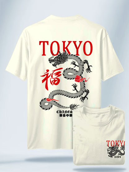Camiseta Unisex Blanca Tokyo Hueso