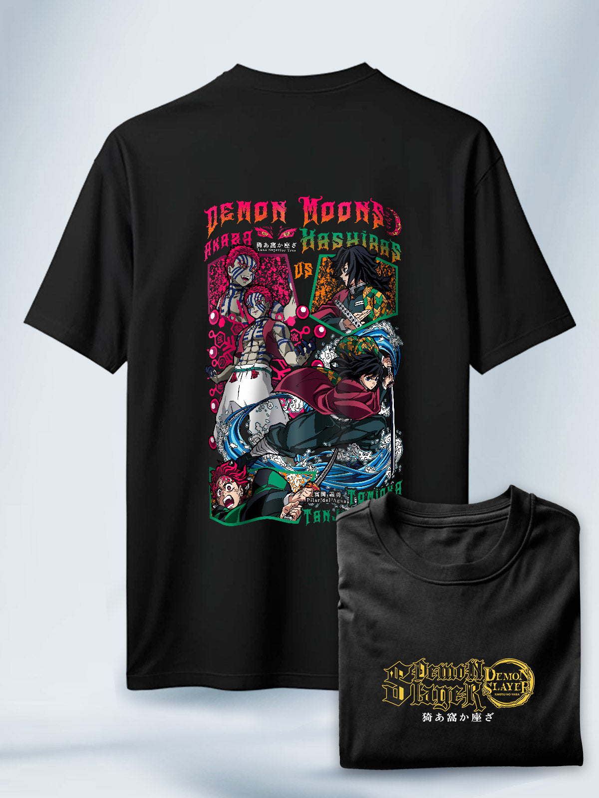 Camisa Negra Unisex Tomioka vs Akaza Demon Slayer
