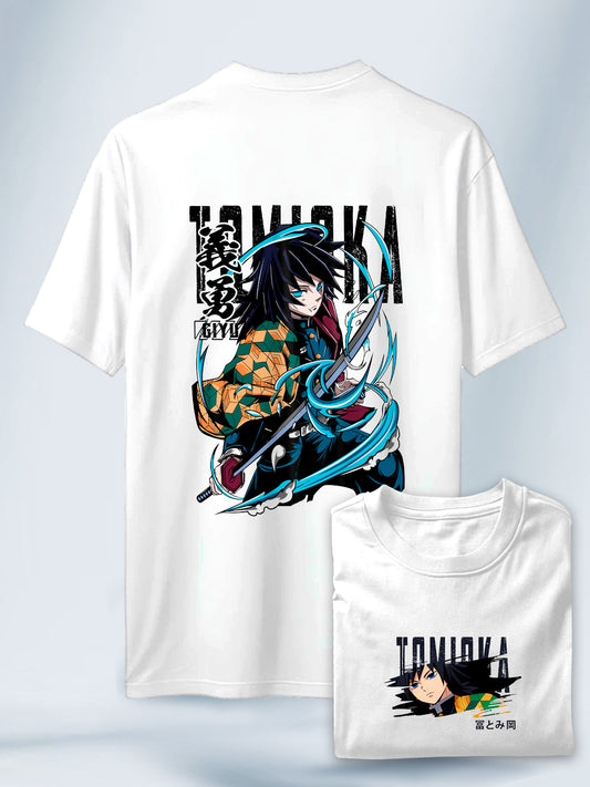 Camiseta Blanca Unisex Giyu Tomioka Demon Slayer