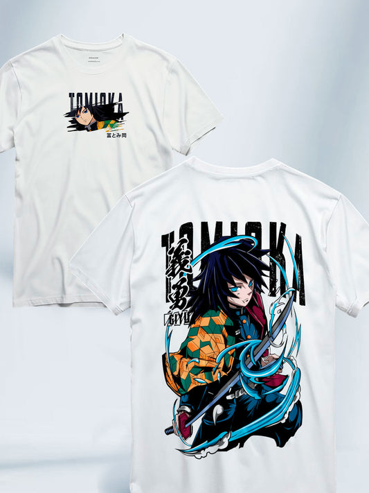 Camiseta Blanca Unisex Giyu Tomioka Demon Slayer