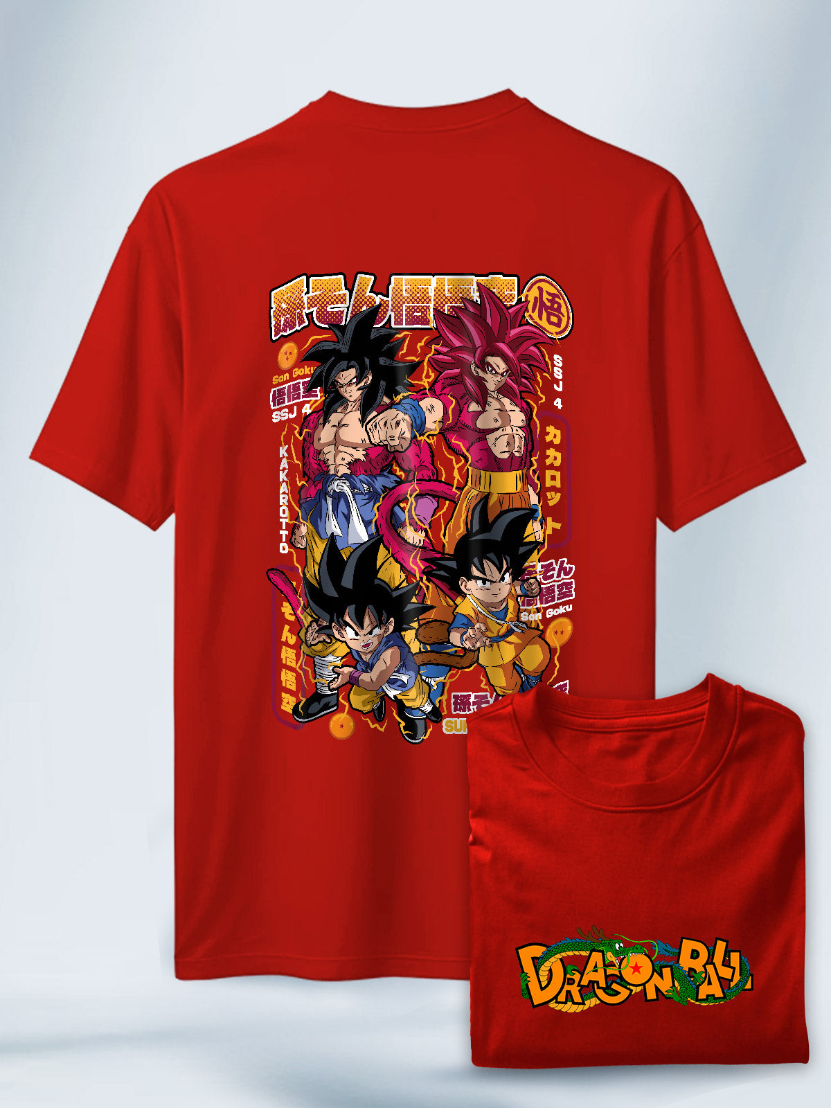 Camiseta Roja Unisex Goku Super Saiyan 4 Dragon Ball Daima