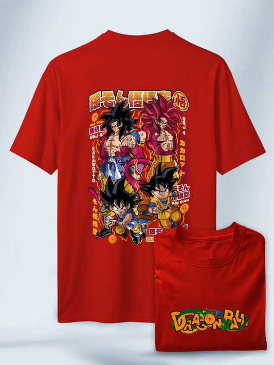 Camiseta Roja Unisex Goku Super Saiyan 4 Dragon Ball Daima
