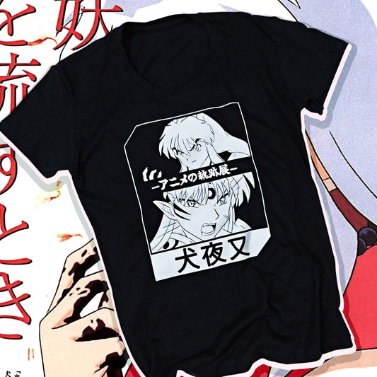 Camiseta Negra Unisex Inuyasha vs Sesshomaru Inuyasha