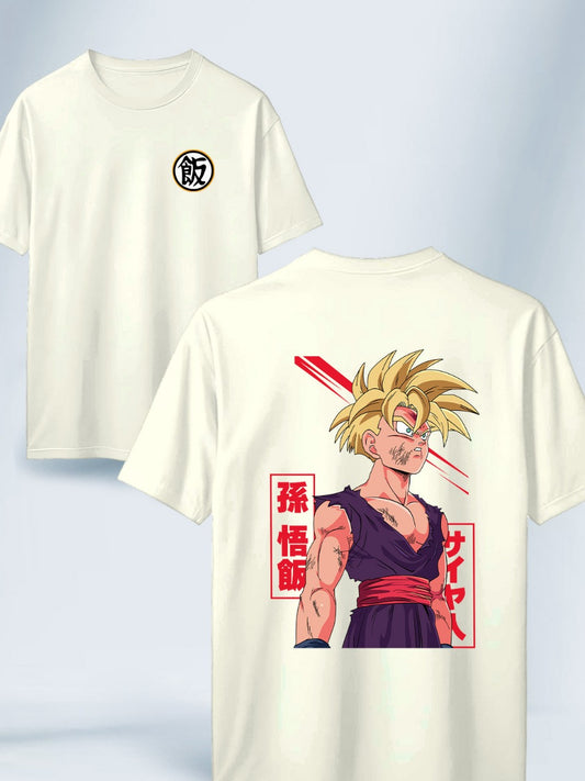 Camiseta Blanca Unisex Young Gohan Breaks Dragon Ball Z
