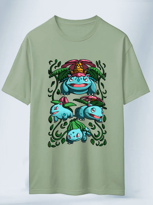 Camiseta Verde Claro Unisex Bulbasur Evoluciones Pokemon