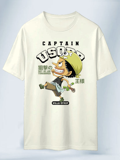 Camiseta Blanco Hueso Unisex Usopp Niño One Piece