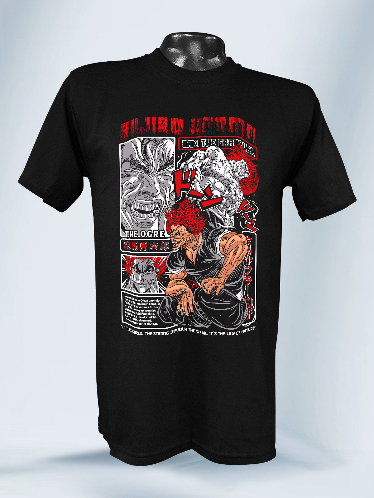Camisa Negra Unisex Yujiro Hanma Baki