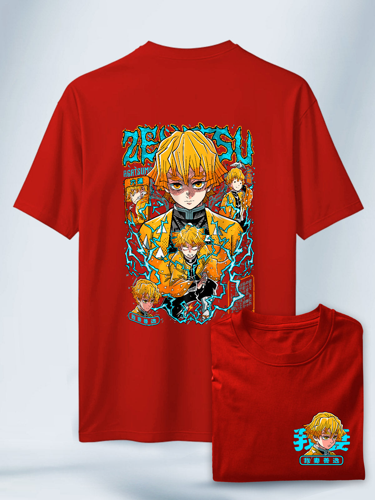 Camisa Roja Unisex Zenitsu Agatsuma Demon Slayer