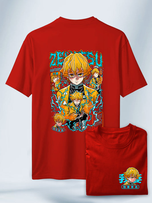 Camisa Roja Unisex Zenitsu Agatsuma Demon Slayer